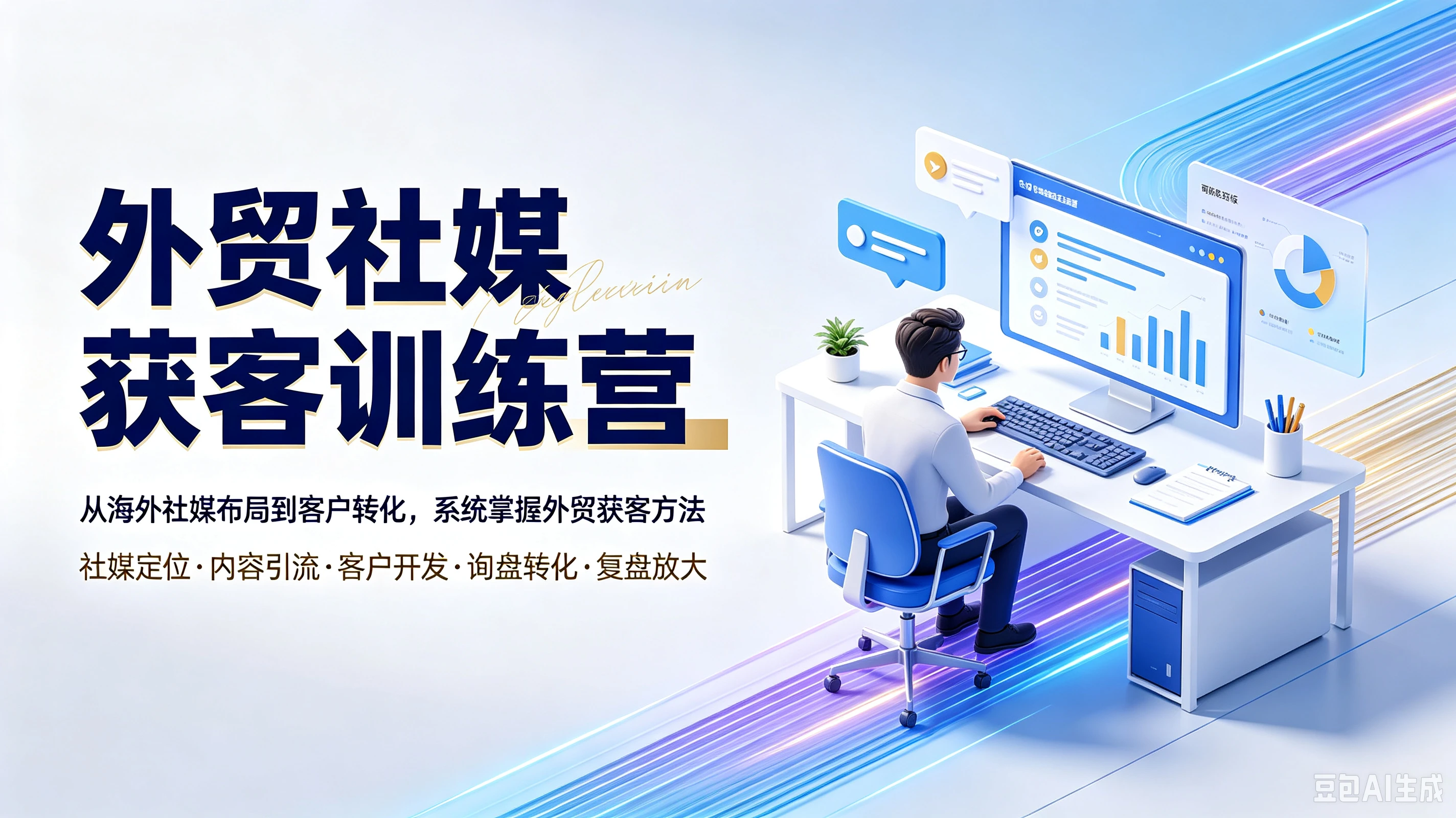 【精】外贸社媒获客训练营，从海外社媒布局到客户转化，系统掌握外贸获客方法，社媒定位、内容引流、客户开发、询盘转化、复盘放大-程拾网络