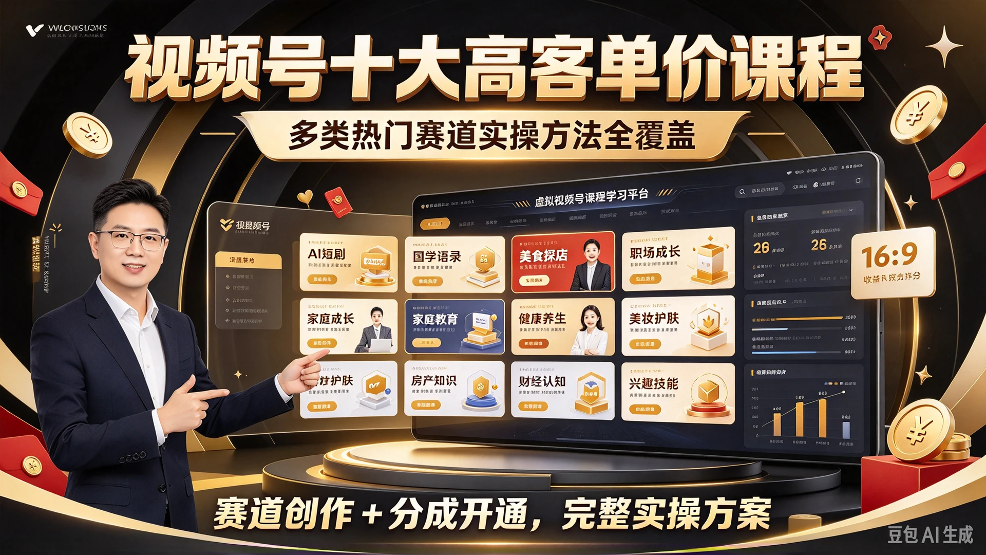 【精】视频号十大高客单价课程,覆盖多类热门赛道实操方法,掌握赛道创作与分成开通的完整实操方案-程拾网络