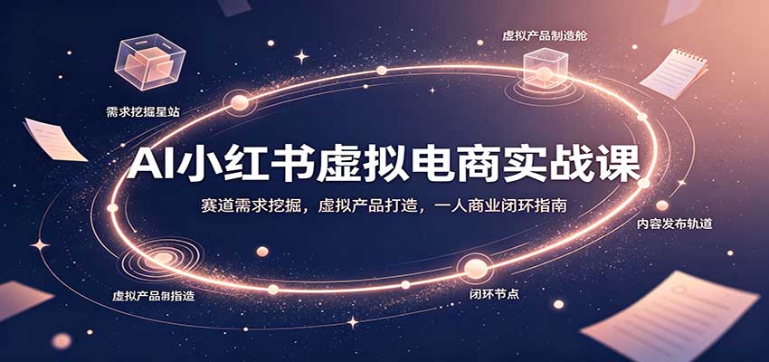 AI小红书虚拟电商实战课：赛道需求挖掘，虚拟产品打造，一人商业闭环指南-程拾网络