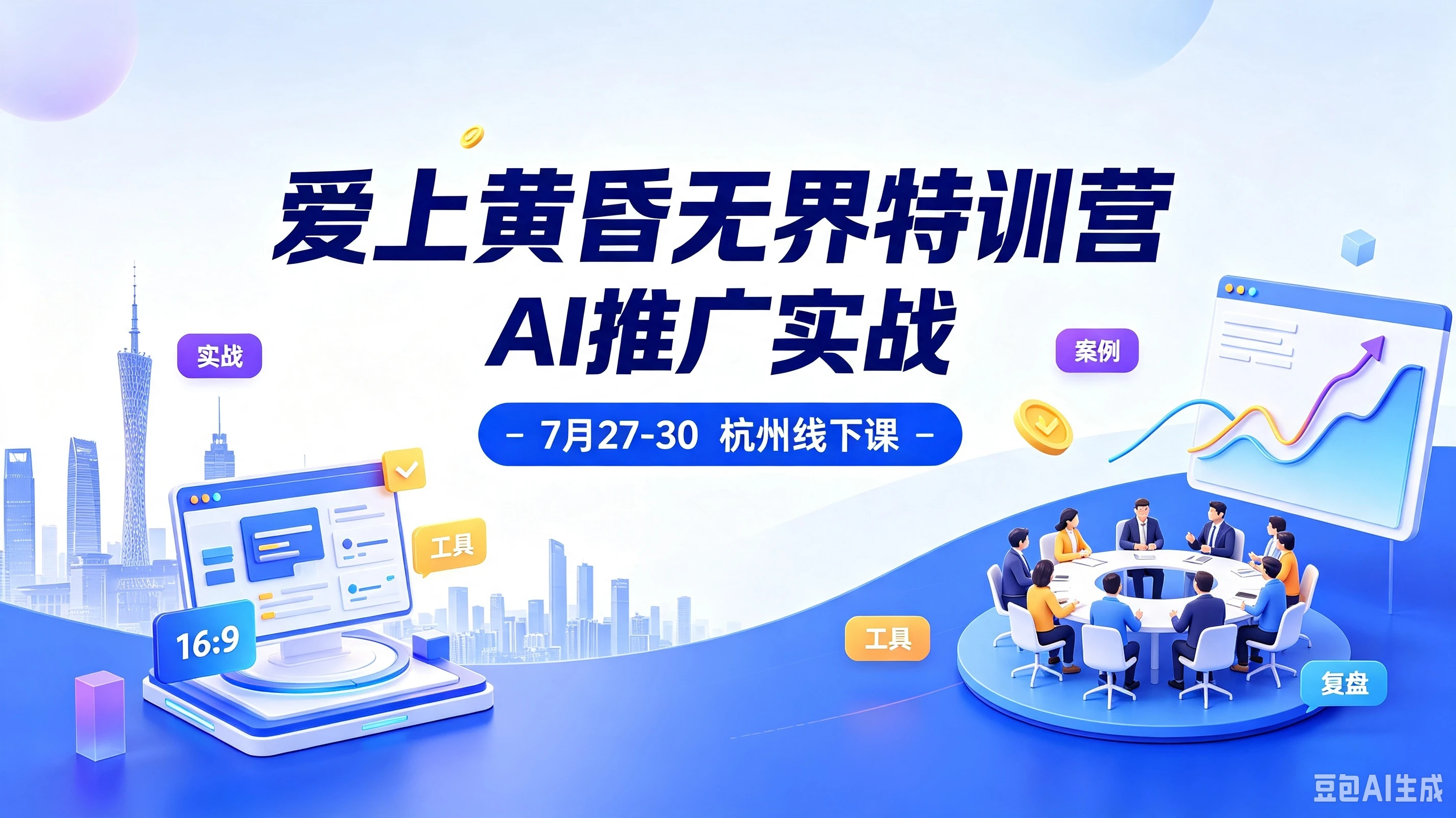 【精】爱上黄昏无界特训营AI推广实战7月27-30杭州线下课,淘宝天猫AI推广、直通车人群、全套PPT SOP思维导图资料包-程拾网络