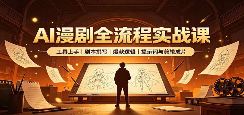 AI漫剧全流程实战课：工具上手、剧本撰写、爆款逻辑、提示词与剪辑成片-程拾网络