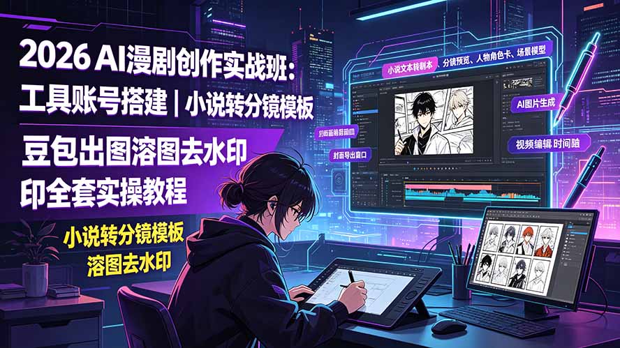 2026AI漫剧创作实战班：工具账号搭建｜小说转分镜模板｜豆包出图溶图去水印全套实操教程-程拾网络