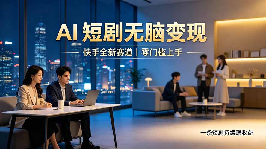别乱找副业了，快手 AI 短剧零门槛长久被动增收-程拾网络