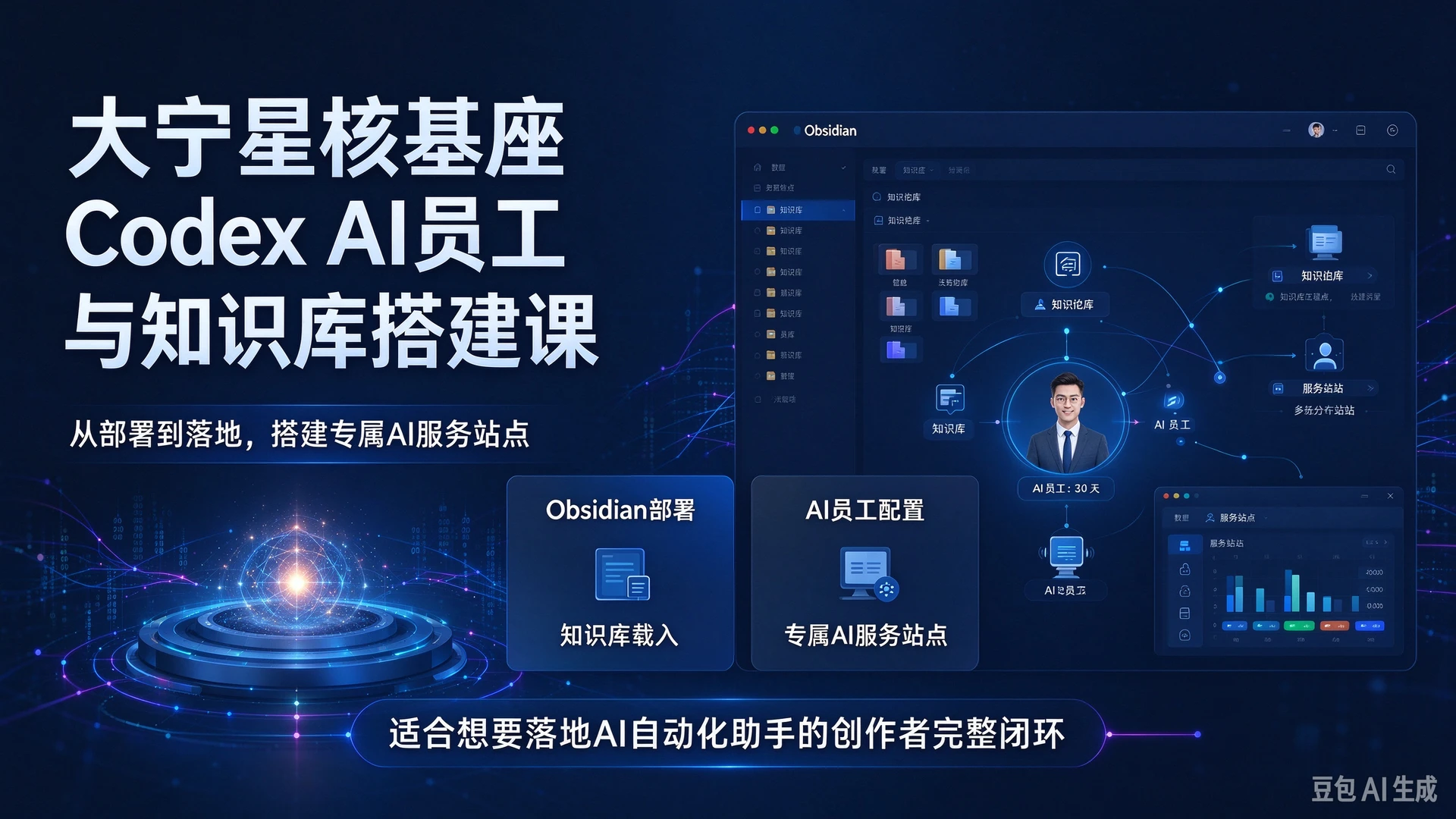 【精】大宁星核基座Codex AI员工与知识库搭建课,带你掌握Obsidian部署、知识库载入与AI员工配置,搭建专属AI服务站点,适合想要落地AI自动化助手的创作者的完整闭环-程拾网络
