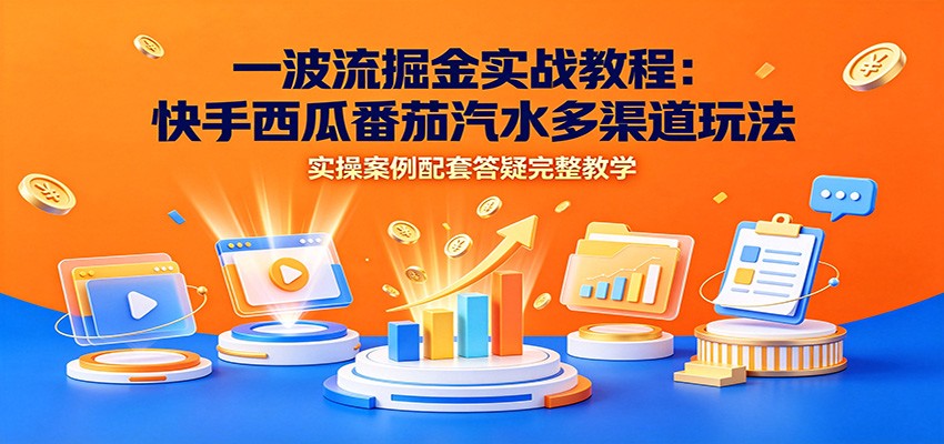 一波流掘金实战教程：快手西瓜番茄汽水多渠道玩法，实操案例配套答疑完整教学-程拾网络