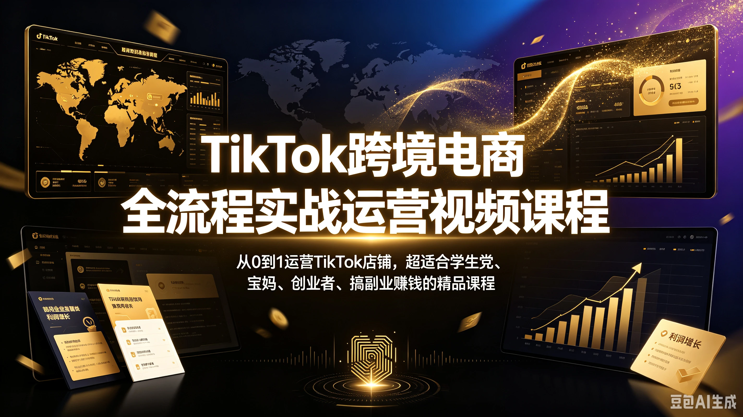 【精】TikTok跨境电商全流程实战运营视频课程，从0到1运营TikTok店铺，超适合学生党、宝妈、创业者、搞副业赚钱的精品课程-程拾网络