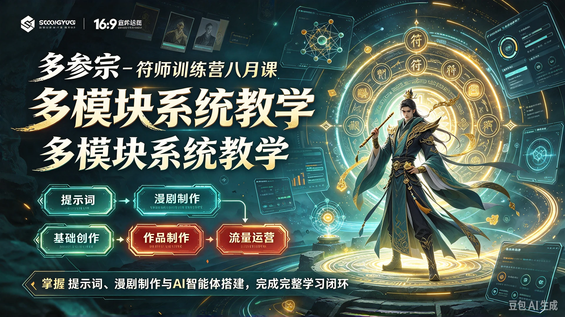 【精】多参宗 – 符师训练营八月课,多模块系统教学,掌握提示词、漫剧制作与AI智能体搭建,完成从基础创作到作品流量运营的完整学习闭环-程拾网络