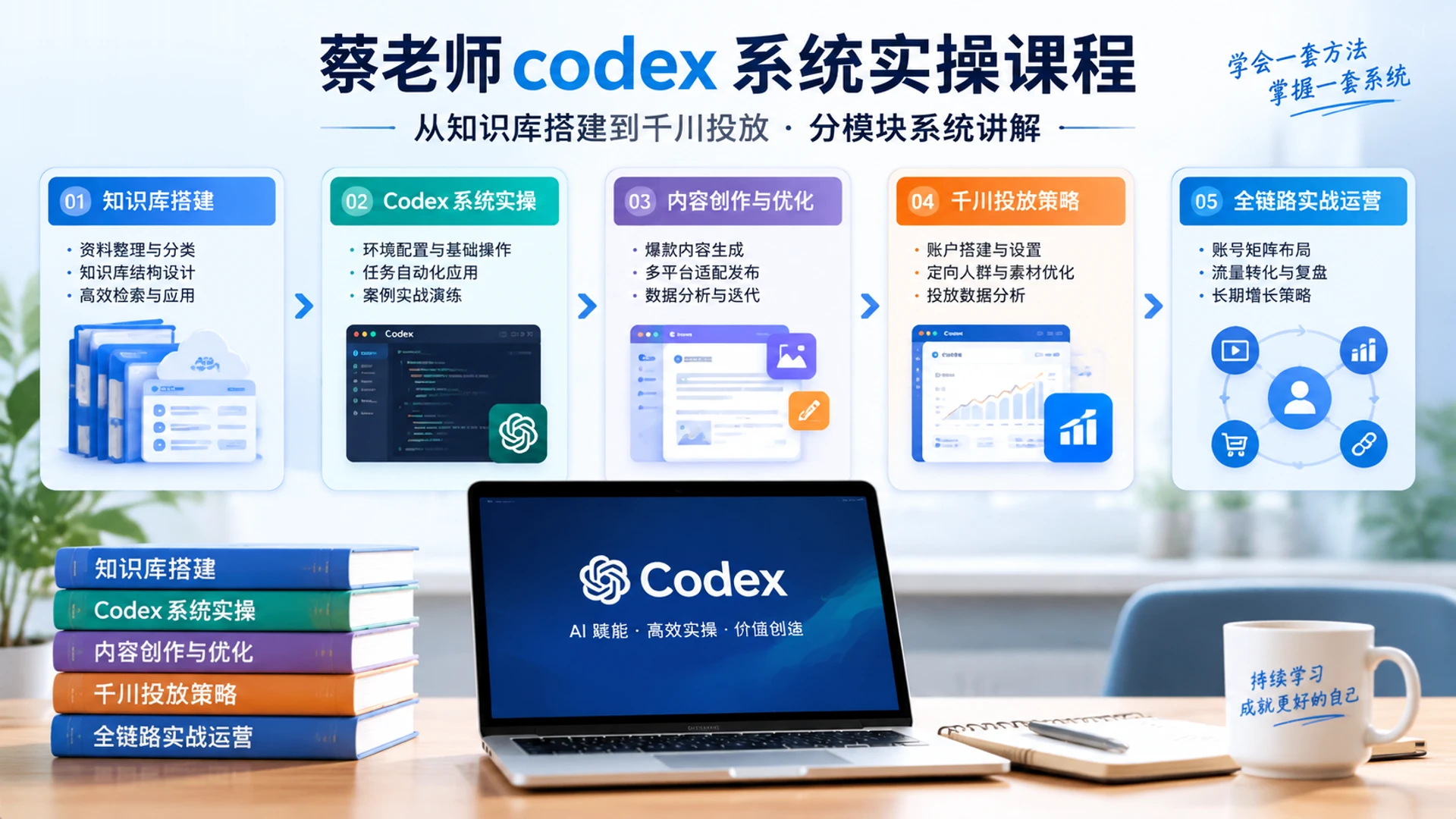 【精】蔡老师codex系统实操课程的内容强度，从知识库搭建到千川投放分模块系统讲解-程拾网络