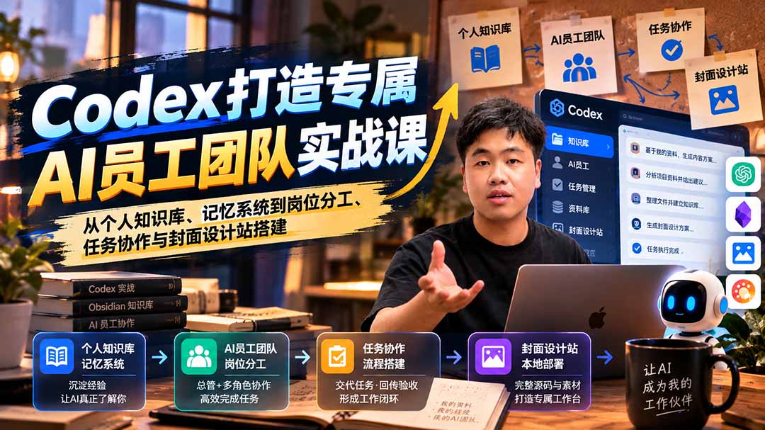 【无水印】Codex打造专属AI员工团队实战课：从个人知识库、记忆系统到岗位分工、任务协作与封面设计站搭建-程拾网络
